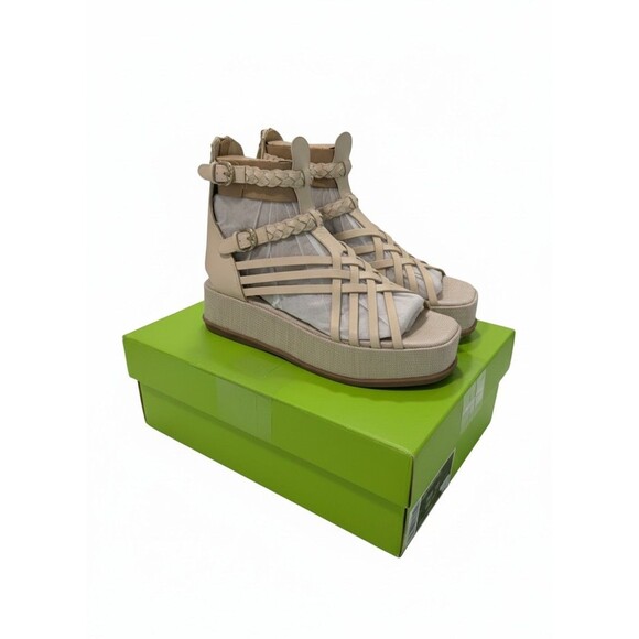 Sam Edelman Nicki Strappy Platform Wedge Sandals Women's 11 M Beige Ankle Zip - Picture 3 of 8